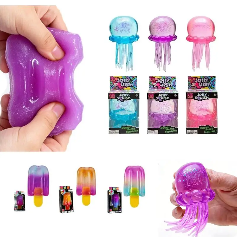 Schylling Quallen- & Eiscreme-Squishy-Spielzeug: Anti-Angst-Stressabbau-Fidget-Spielzeug, sensorisches Quetschspielzeug für Kinder und Erwachsene