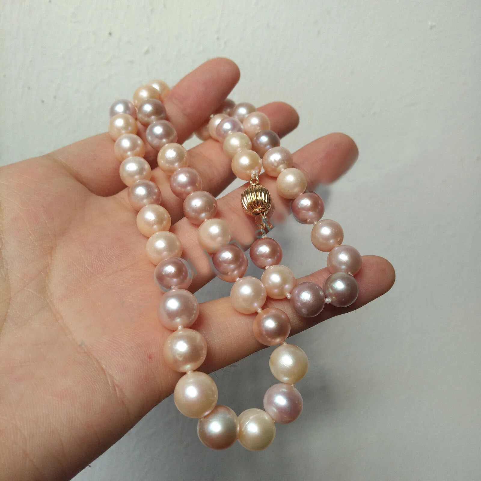 18 inch 20in 24in 36in 52in 16 Inch AAAA+ Japanese  8-9mm 9-10mm South  Sea Natural Multicolor Pearl Necklace 14kp Gold