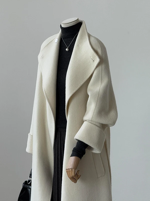 

Oaeal Double-Sided Camere Coat Women's Thiened Belted Elegance Woolen Outerwear Small Size Winter New Arrival