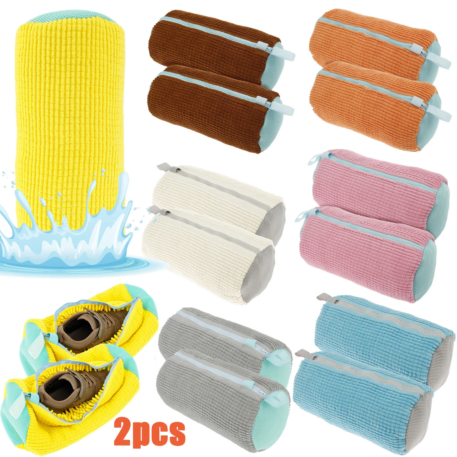 2Pcs Washing Shoes Bag Laundry Net Fluffy fibers Easily remove dirt Washing Bags Polyester Machine Friendly Laundry Drying Bags