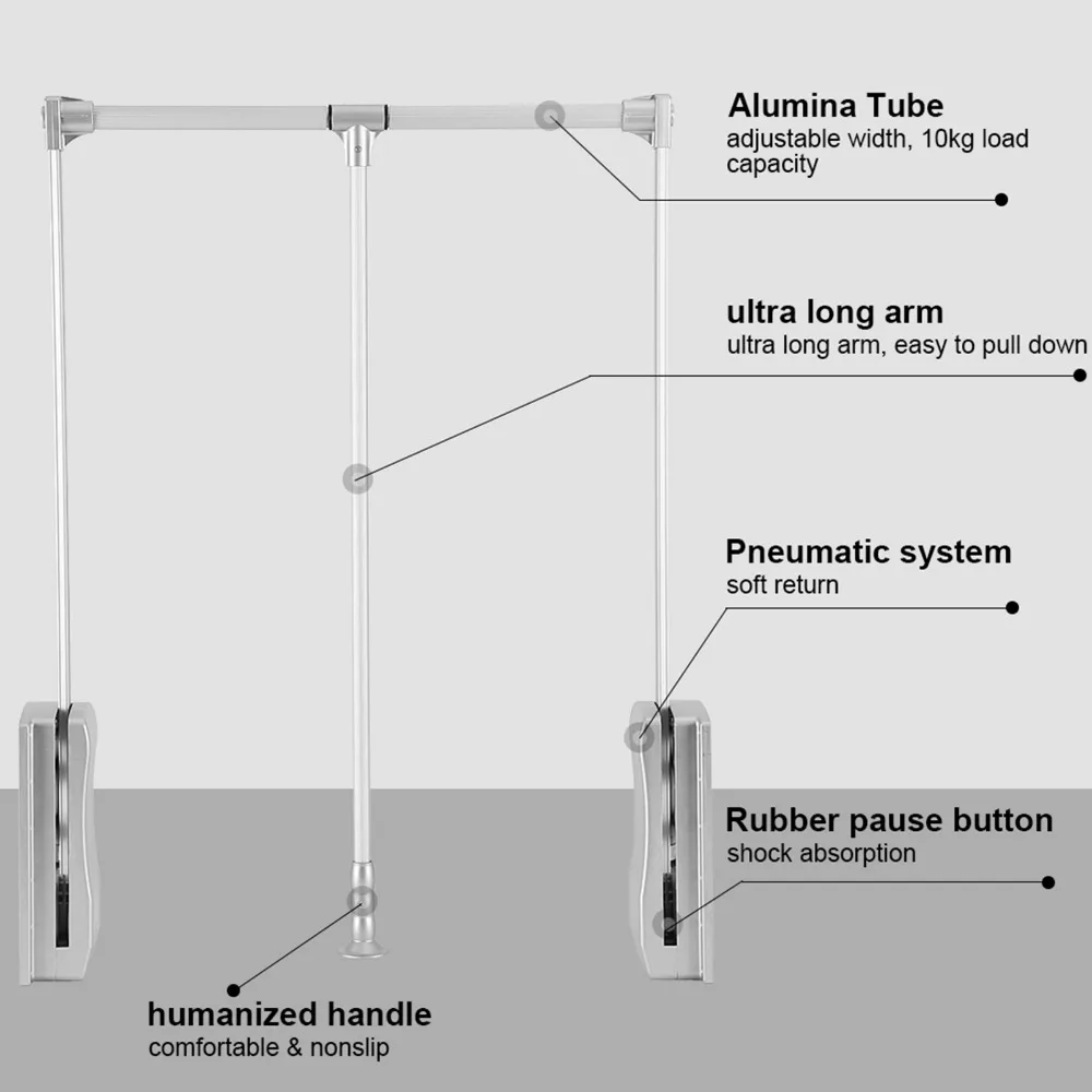 Garderobe, Lift/Pulldown verstellbare Breite Kleider schrank Kleider stange weiche Rückgabe platzsparend, 19.29 ~ 25 Zoll, Garderobe