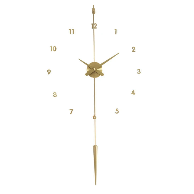 Modern light luxury brass wall clock Nordic simple Internet celebrity silent quartz clock living room decorative art home person
