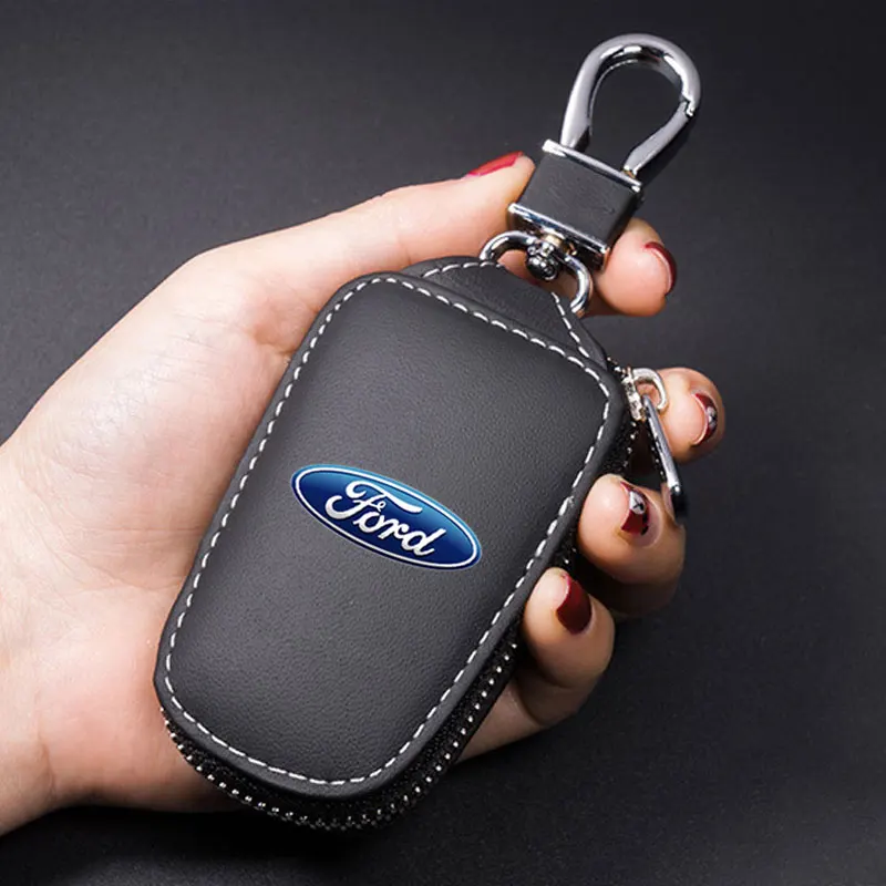 Car Key Holder Pouch Wallet Housekeeper Key Case Mini Card Bag For Ford Mustang Kuga F-150 Raptor ST line Escape Flex Transit