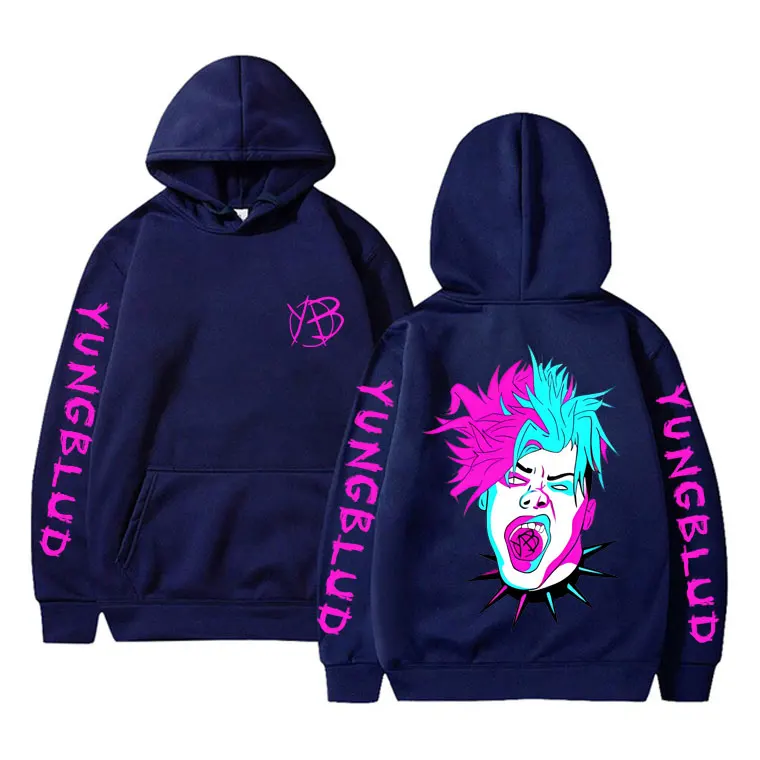 Singer Yungblud Face Double Sided Graphic Hoodie Men Women's Rock Vintage Oversized Streetwear Unisex Fashion Cotton Pullover