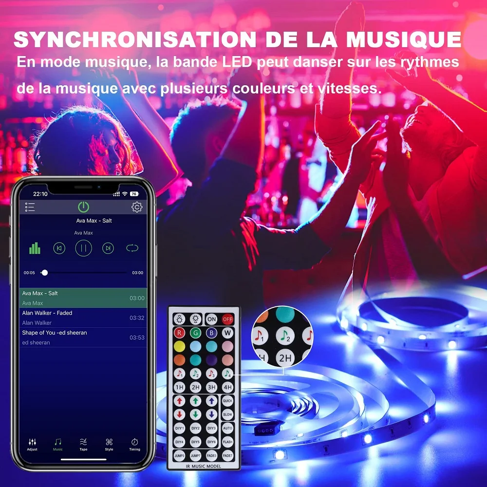 Bande Lumineuse LED Intelligente Basse Tension, 5V, Contrôle par Distance, RVB, Documents, Proxy, Décoration de la Maison, ixTV, Festival, avec Batterie