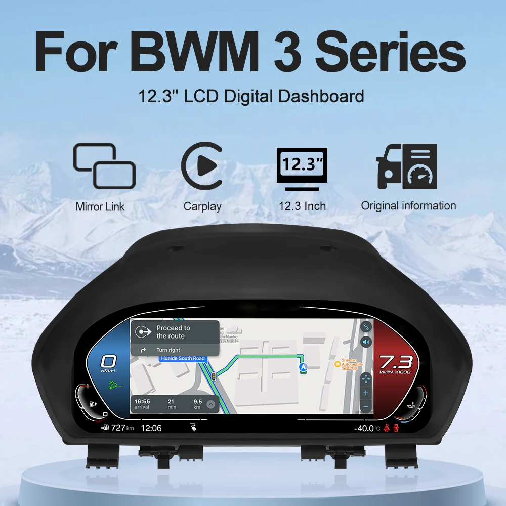 

12.3'' Car LCD Dashboard Speedometer For BMW 3/4 Series F30 F31 F32 F34 F35 F33 F36 Digital Instrument Cluster Carplay