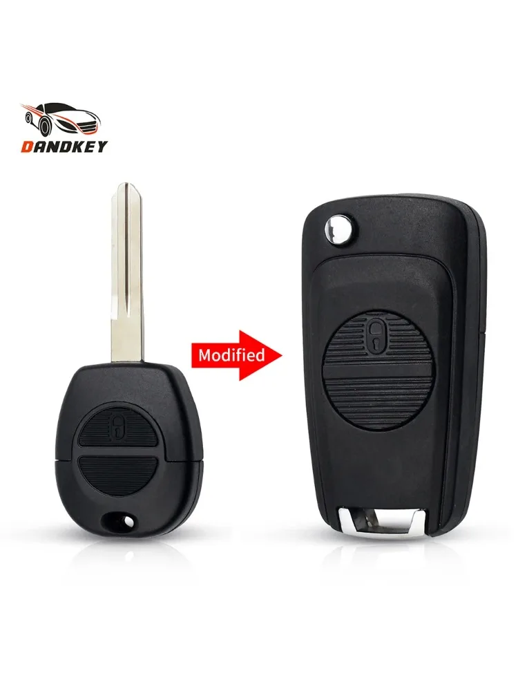 Dandkey coque de clé à distance non coupée NSN14/NSN11 boîtier de lame pour Nissan Primera Micra Terrano Almera X Trail Fob 2 boutons clé de voiture rabattable