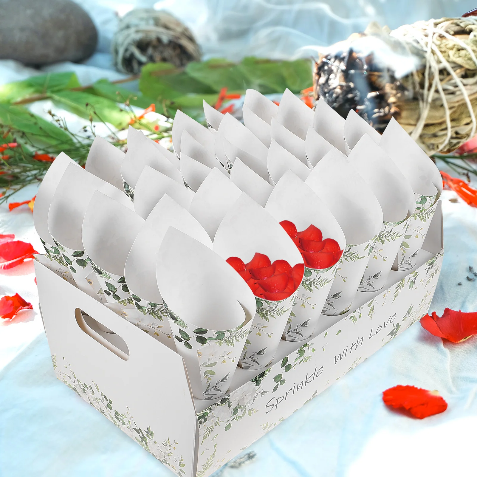 

Confetti Cone Box Bouquet Cones with Holder Party Wedding Stand Venue Setting Props