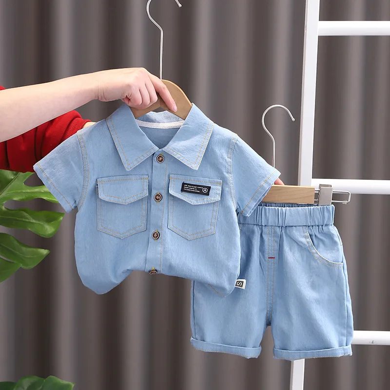 Children Boys Cowboy Suit Clothes Summer Child Boy Fashion T Shirt Short 2Pcs/set Infant Kid Fashion Toddler Tracksuit 0-5 Years