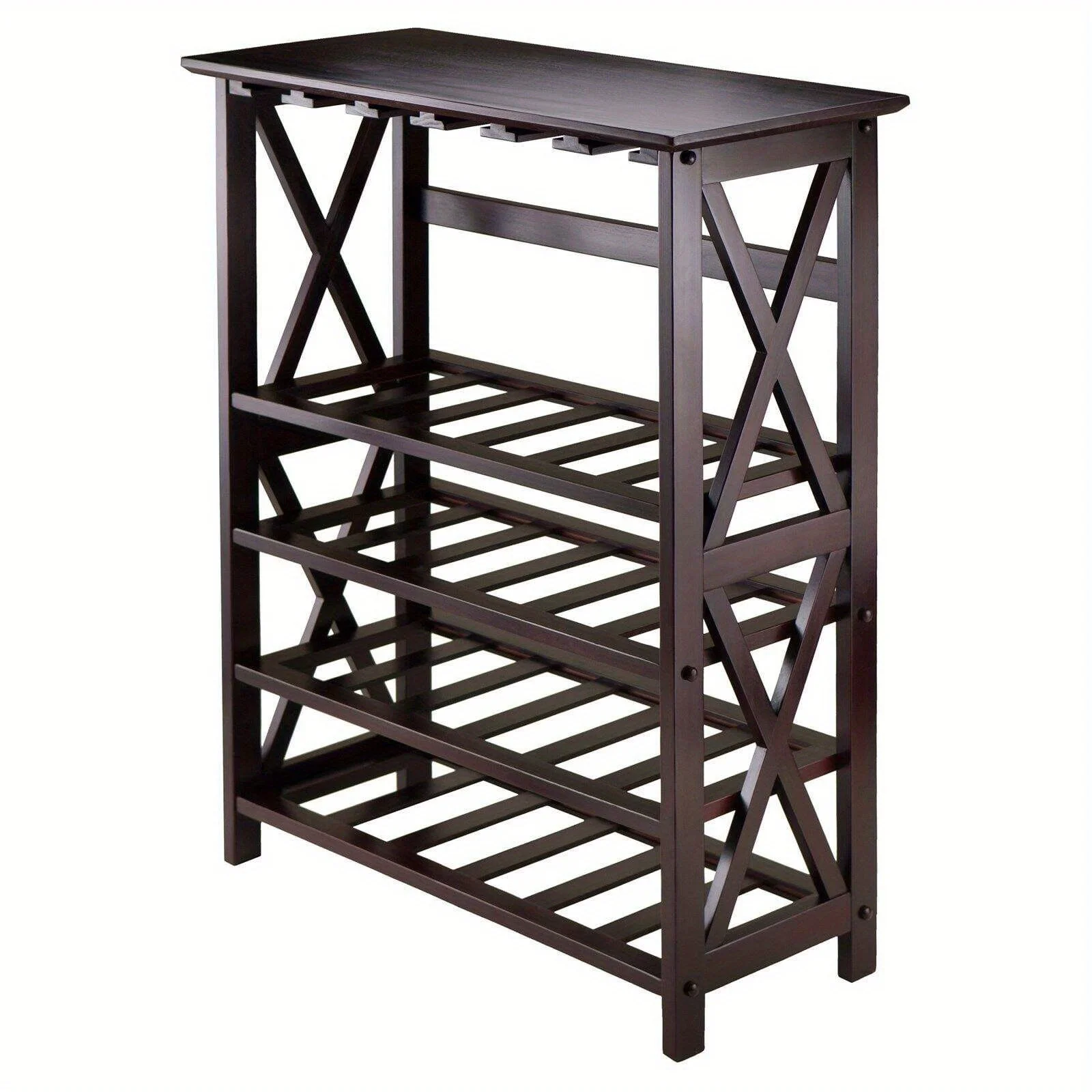 

Display Wine Rack, Espresso Finish Constructed of sturdy solid wood wine glass rack can hold up to 24 bottles