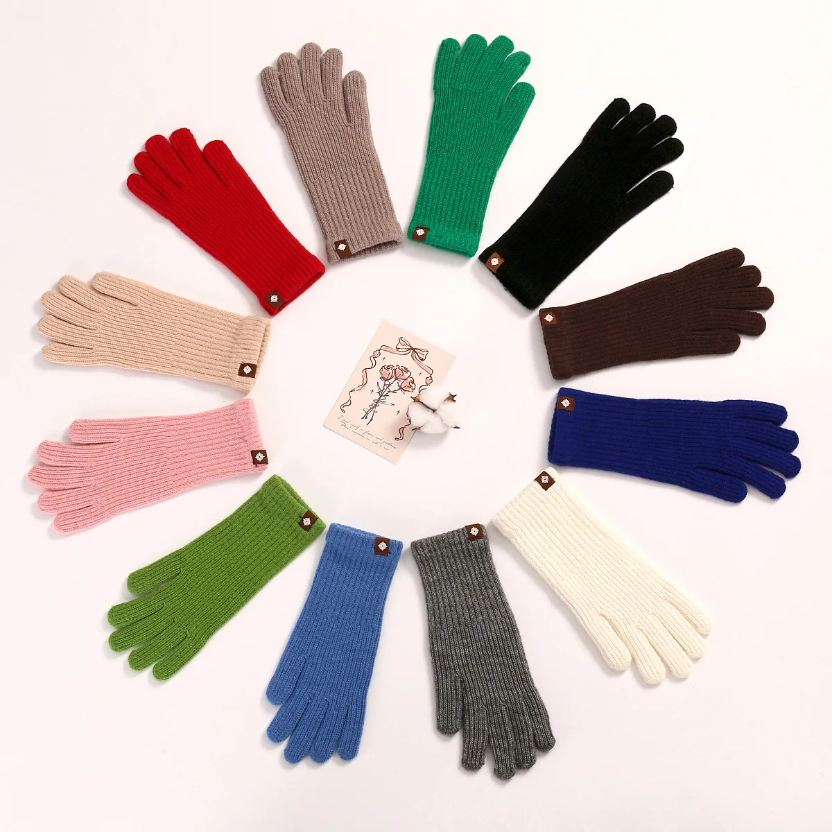 Solid Color Long Knitted Fingertip Show 2 Fingers Touch Screen Gloves Women Winter Keep Warm Outdoor Cycling Drive Fashion