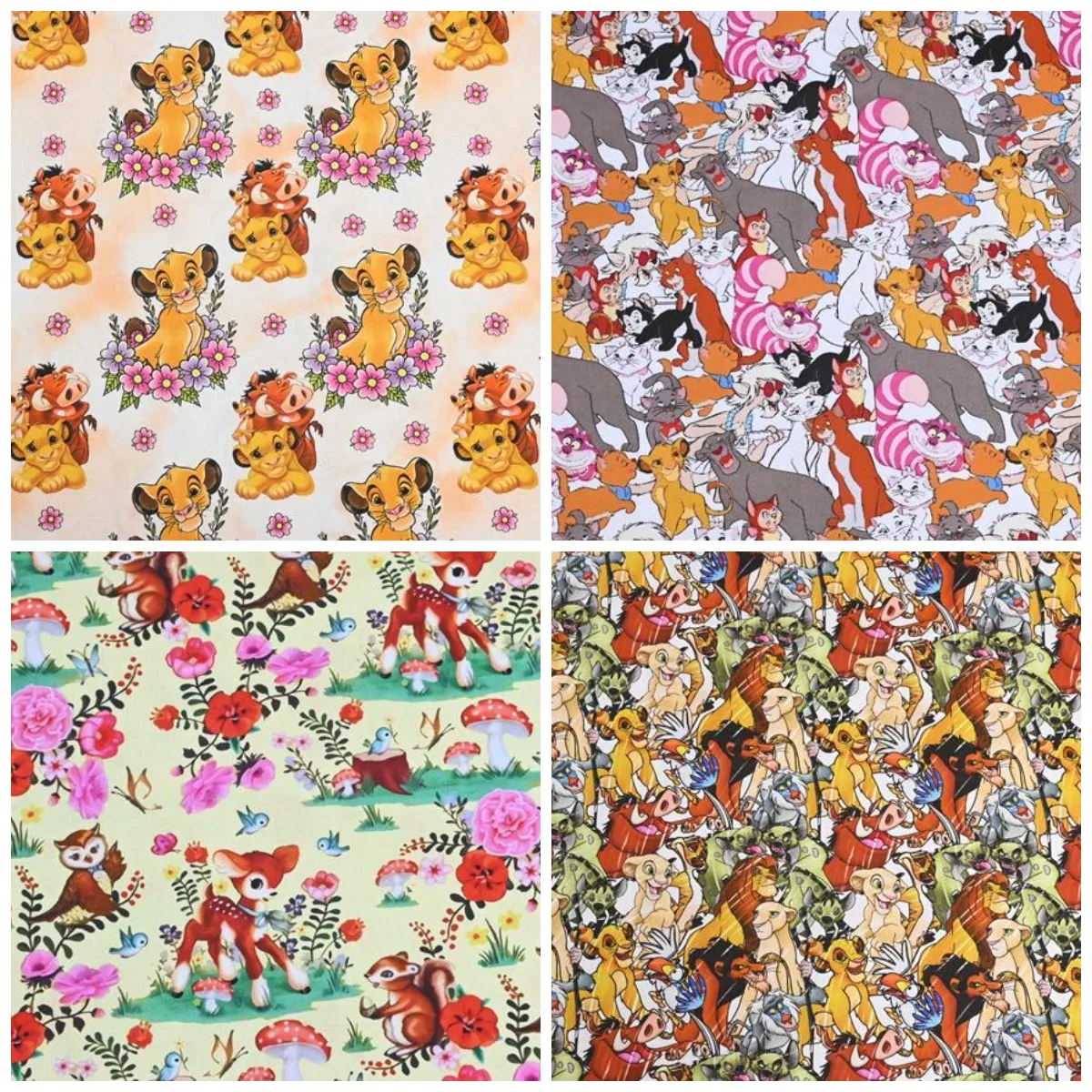 Sale Disney The Lion King Bambi Cotton Fabric By The Yard For Tissue Sewing Quilting Fabric DIY Patchwork Needlework Material