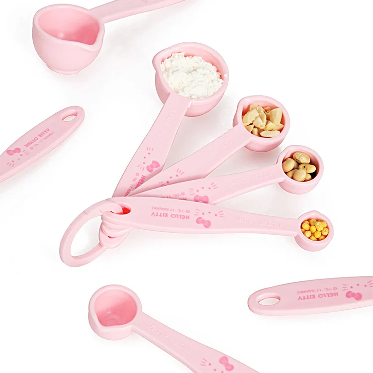 Sanrio 4Pcs Anime Cartoon Hello Kitty Multi Purpose Spoons Measuring Tools Kawaii Kitchen Baking Plastic Handle Kitchen Gadget