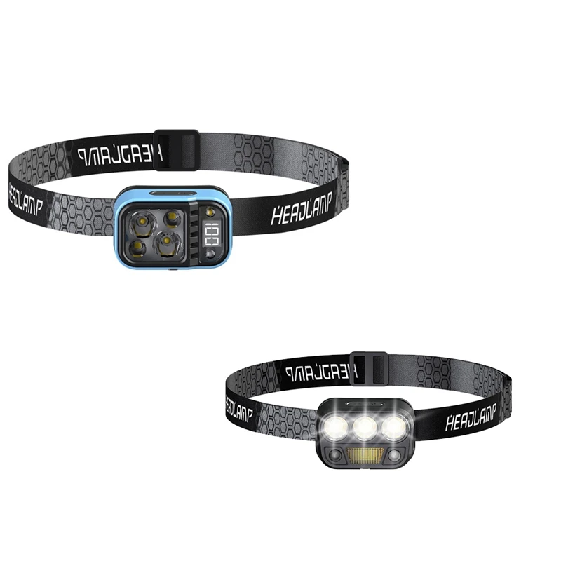 Headlamp Motion Sensor Headlight LED Rechargeable Headlamp,Adjustable Headband For Camping Running Walking