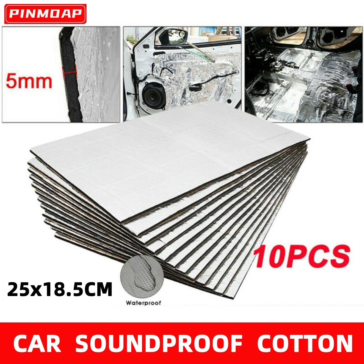 Self Adhesive Soundproof Cotton Automobile Closed Cell Foam Aluminum Foil Sound Insulation Cotton 5mm Insulation Mat 25x18.5cm