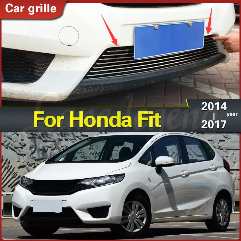 

Для Honda Fit 2014-2017 Высококачественная передняя нижняя решетка из нержавеющей стали, решетки, накладка, автомобильная решетка, комплект кузова, грили