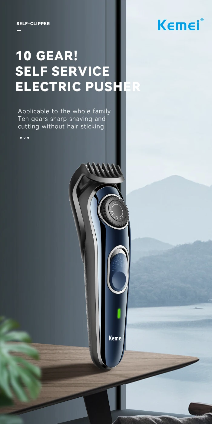 High Quality USB Barber Waterproof Cordless Hair Trimmer Kemei KM-1256 Electric Cordless Professional Hair Clippers