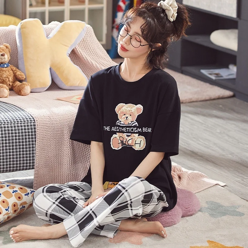 new-women's-cartoon-cotton-pajamas-long-pants-comfortable-breathable-casual-sportswear-set-autumn-2023-collection