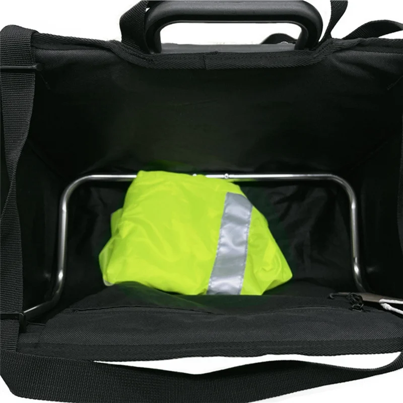 

A84I-For Brompton Folding Bike Bags & Panniers Picnic Basket Storage Bag With Waterproof Cover Mount Metal Mount