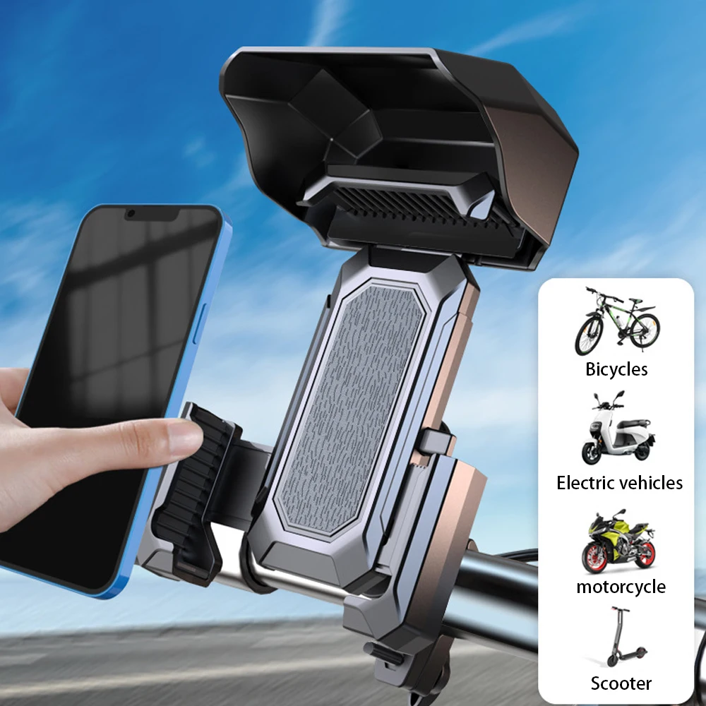 Bike Handlebar Phone Mount Shock Resistant Motorcycle Phone Stand Bicycle Phone Bracket for 18-32mm Round Handlebar