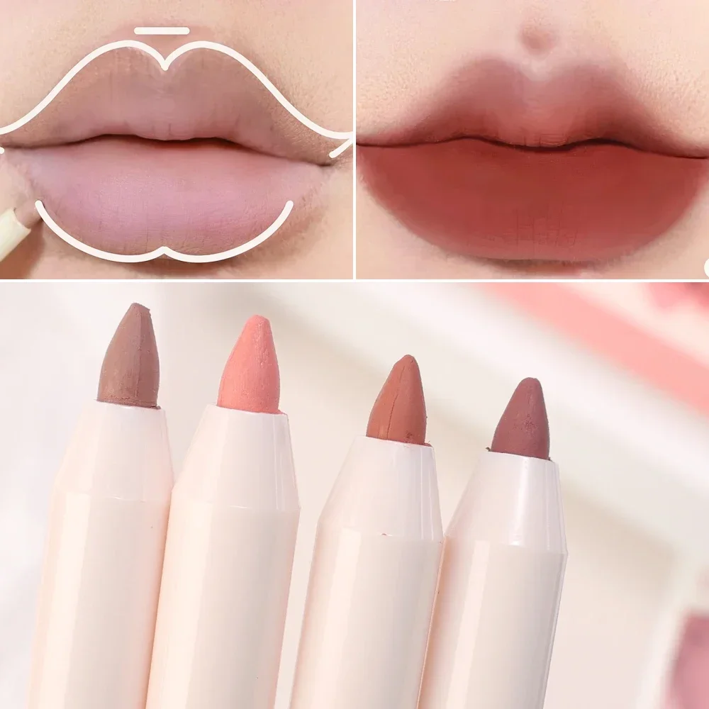 Waterdichte Nude Matte Lipliner Pen Natuurlijke Omtrek Lippen Contour Lippenstift Duurzame Anti-Stick Cup Lippen Liner Potlood Vrouw Cosmetica