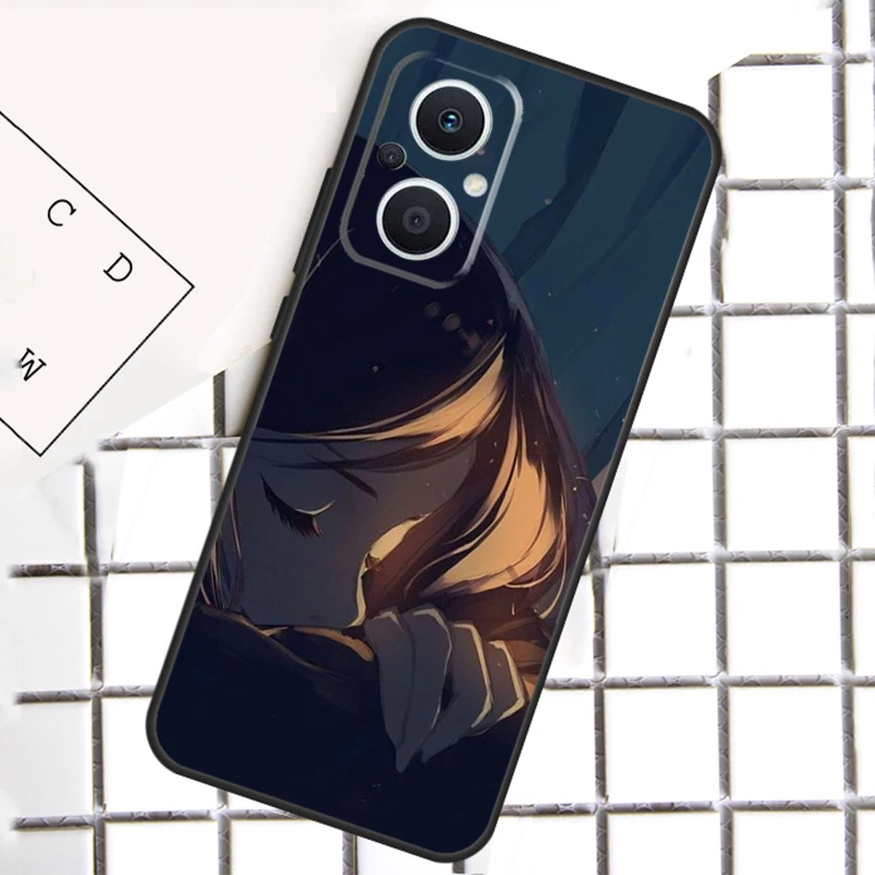 Triste anime menina para oppo reno 13 14 12 11 10 pro 11f 12f 13f 14f 7 8 lite 8t oppo encontrar x5 x6 x8 pro caso