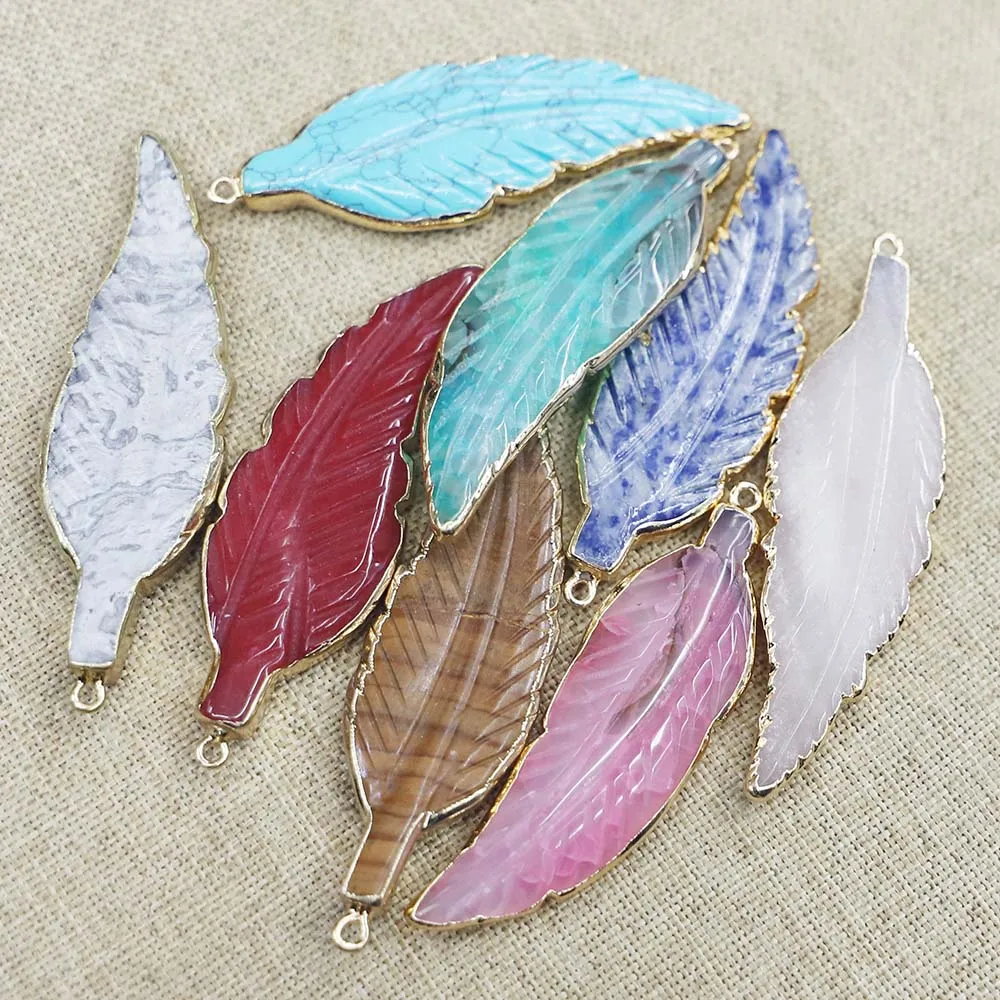 

5 шт., подвеска в форме листьев из натурального камня