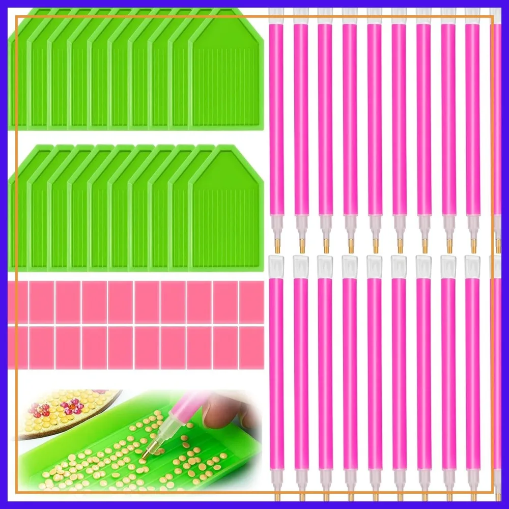 

30PCS Diamond Art Painting Tools Kit with 10 Drill Pen Grip Tray, 5D Wax Accessories for DIY Paintings Crafts