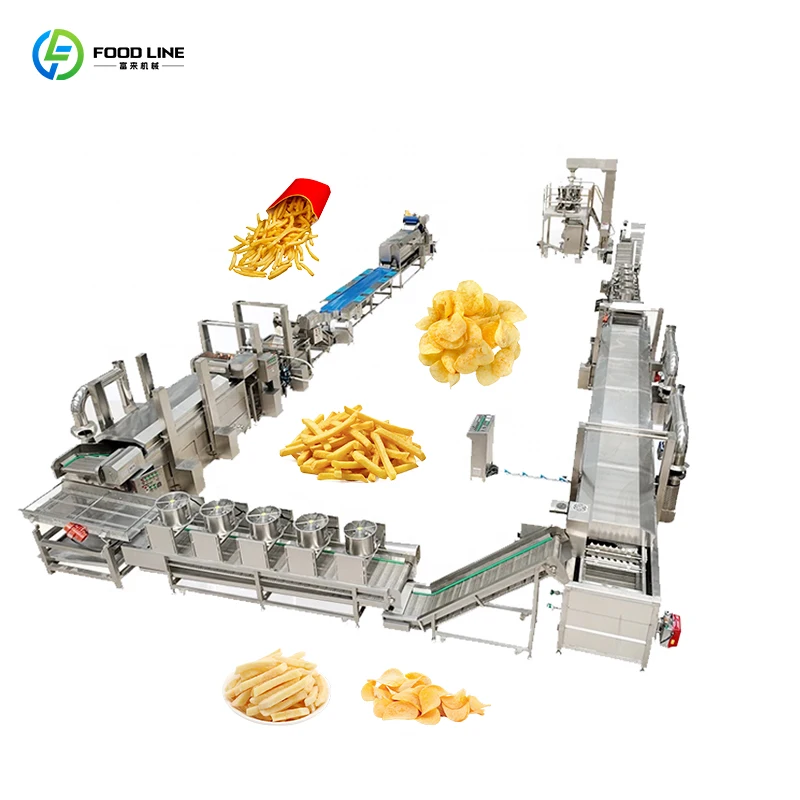 Industrial Popular Stainless Steel 304 Automatic Poato Chips Potato Shoestring Fries Production Line Customized