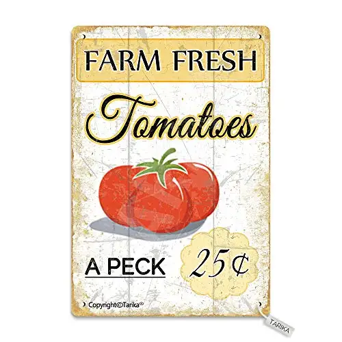 Farm Fresh Tomatoes 25￠A Peck 20X30 cm Tin Vintage Look Decoration Poster Sign for Home Kitchen Bathroom Farm Garden Garage Insp