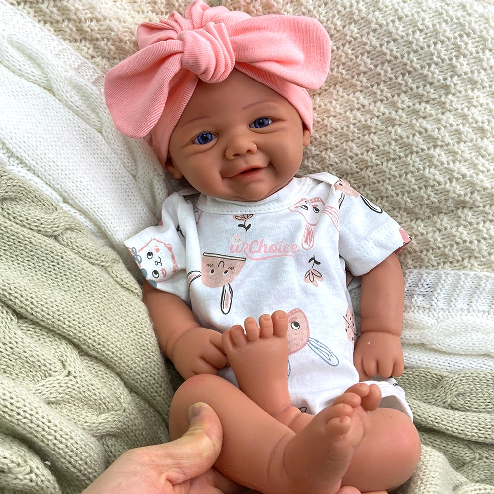 

17" Handmade Silicone Reborn Baby Girl Full Soft Body Lifelike Exquisite Texture Details Doll for Dementia Patients Xmas Gift