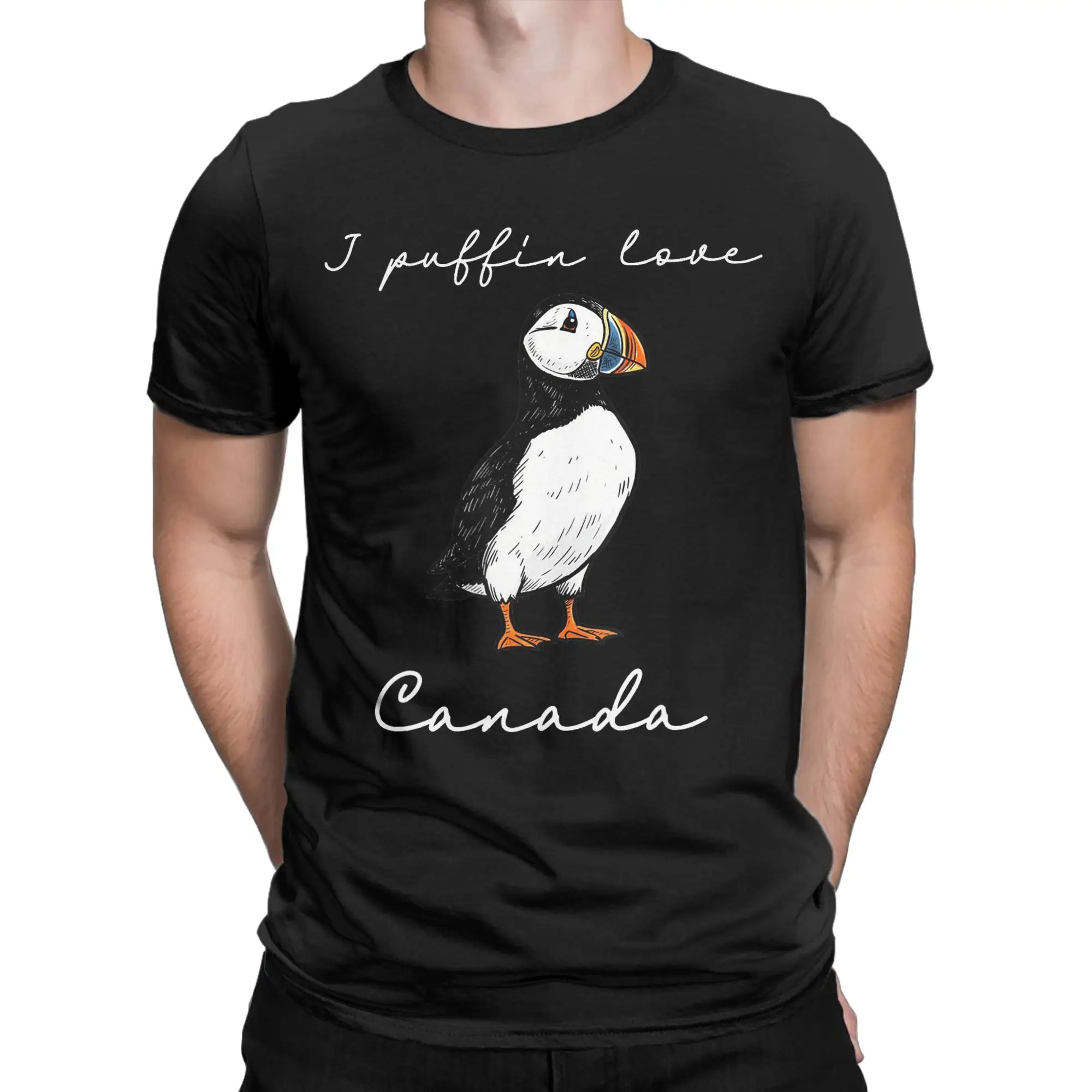 I Puffin Love Canada Funny Shorebird Art Bird Souvenir T Shirt  Harajuku T Shirts Short-Sleeved Round Neck Plus Size Clothing