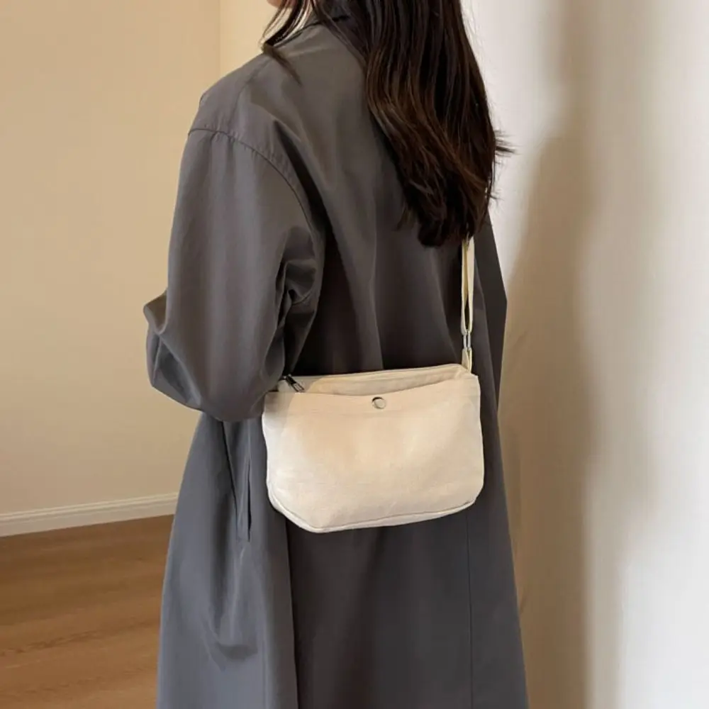 

Solid Color Ladies Fashion Shoulder Bag Korean Style Messenger Bag Canvas Crossbody Bag Large Capacity Phone Pocket