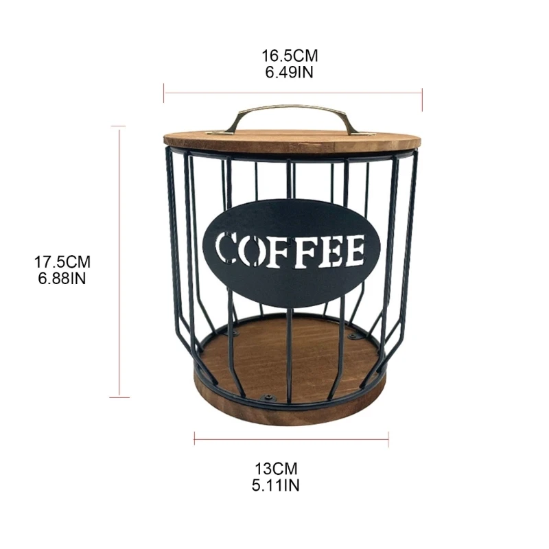Cestino portaoggetti per caffè Tazza portaoggetti per cialde con base in legno Materiale in ferro Dropshipping