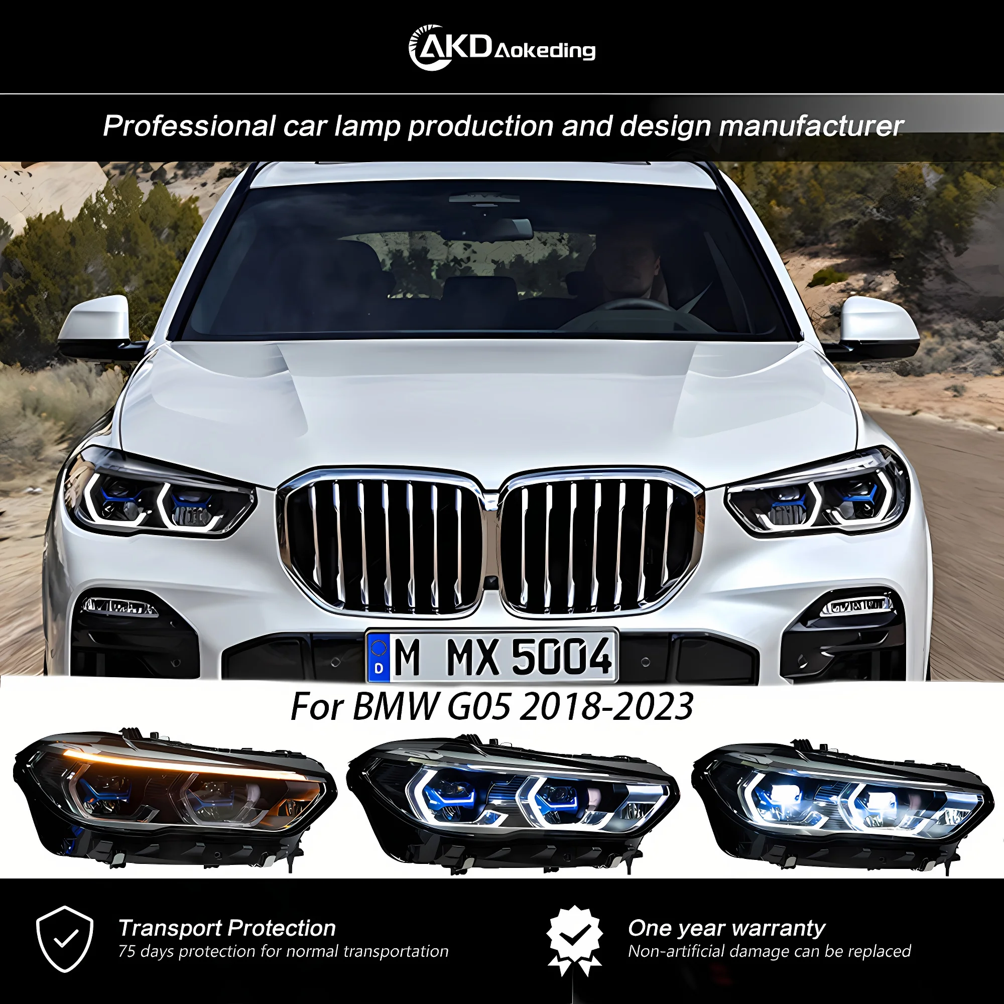 

Лампа Налобная AKD для BMW X5 G05, 2018-2023 DRL H7