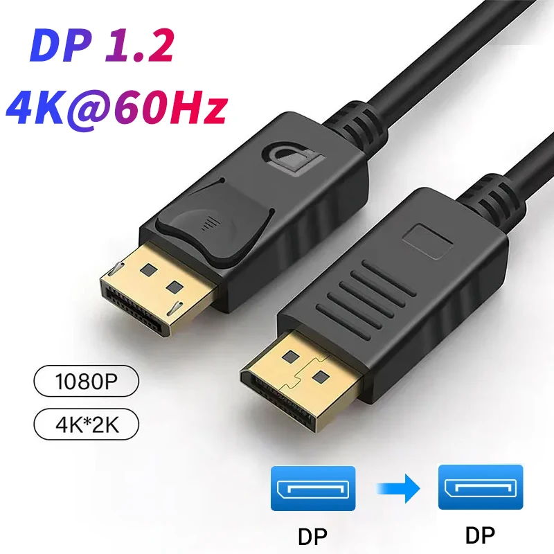 DisplayPort 1.2 Cable 4K60Hz 21.6Gbps HDR DP to DP Video Audio Adapter for PC Laptop TV Projector PS4 Monitor Display Port Cable