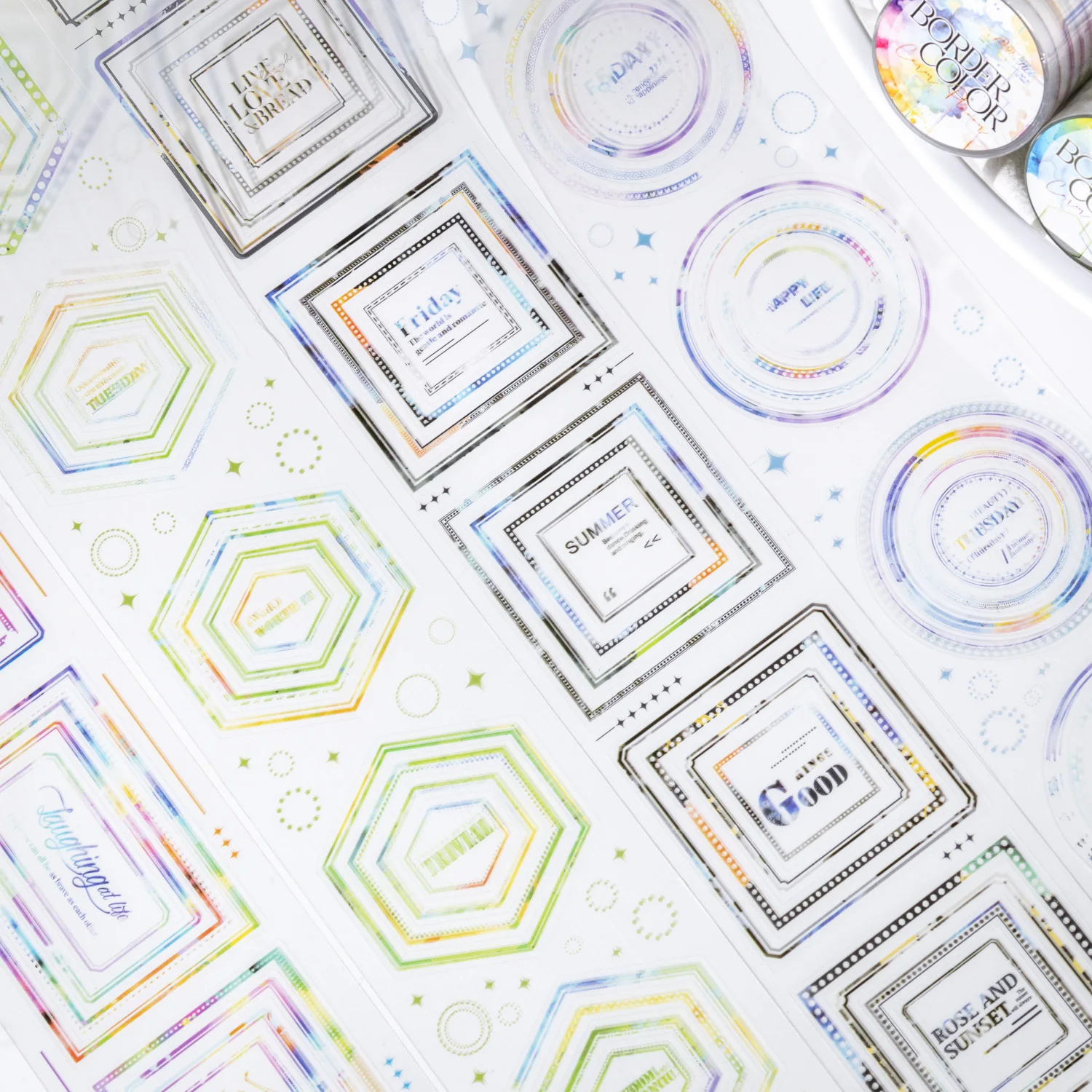 65mm * 200cm a cor da fronteira série vintage geométrico paisagem pet fita criativa diy diário material colagem papelaria