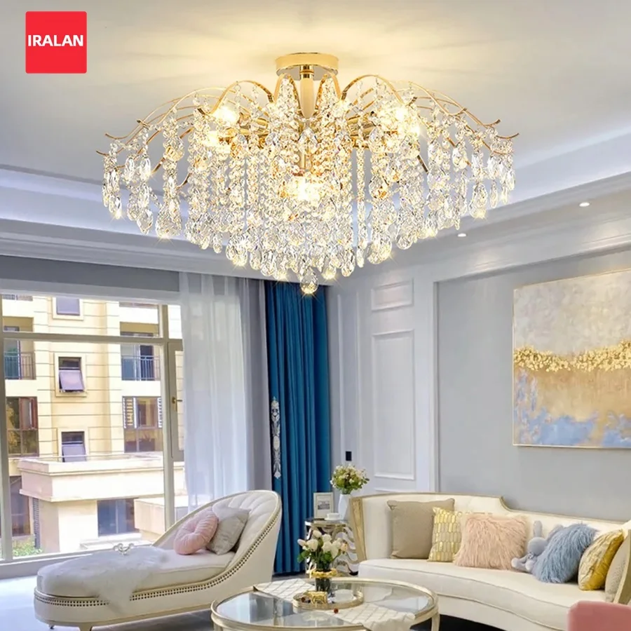 Moderne Kristall-Deckenleuchten Innendekoration Wohnzimmer Lobby LED-Lampe Beleuchtungskörper Französischer Goldener Luxus-Kronleuchter