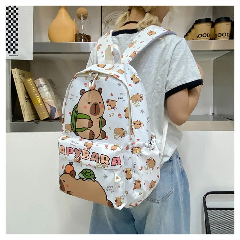 New Large Capacity Capybara Backpack Breathable Cartoon Student Schoolbag Ultra-light Nylon Book Bag