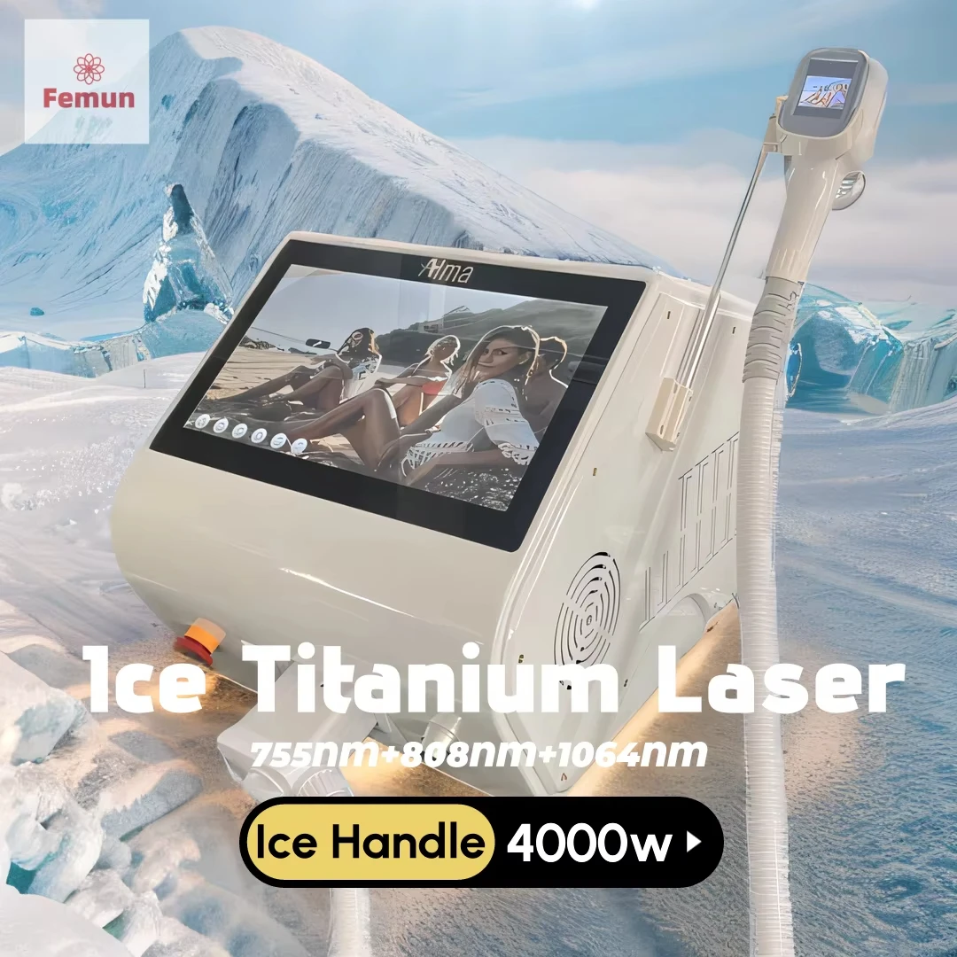 

Сопрано-диодный лазер для удаления волос, титан, профессиональный, 4000 Вт, 4 длины волны, сертифицированный, долговечный и безболезненный, портативный для удаления волос