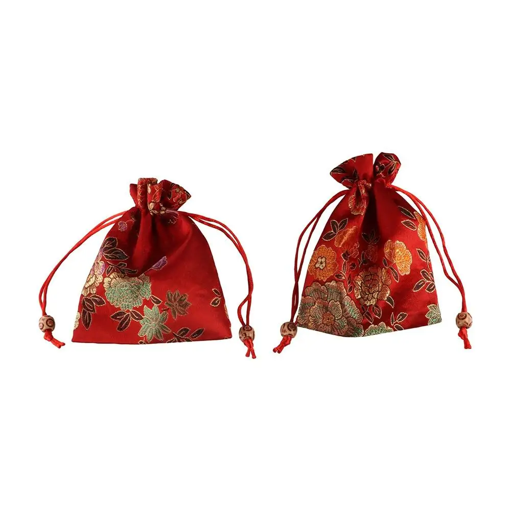 

Floral Embroidery Flower Drawstring Bag Chinese Style Coin Purse Canvas Flower Handbag Ethnic Style Storage Bag