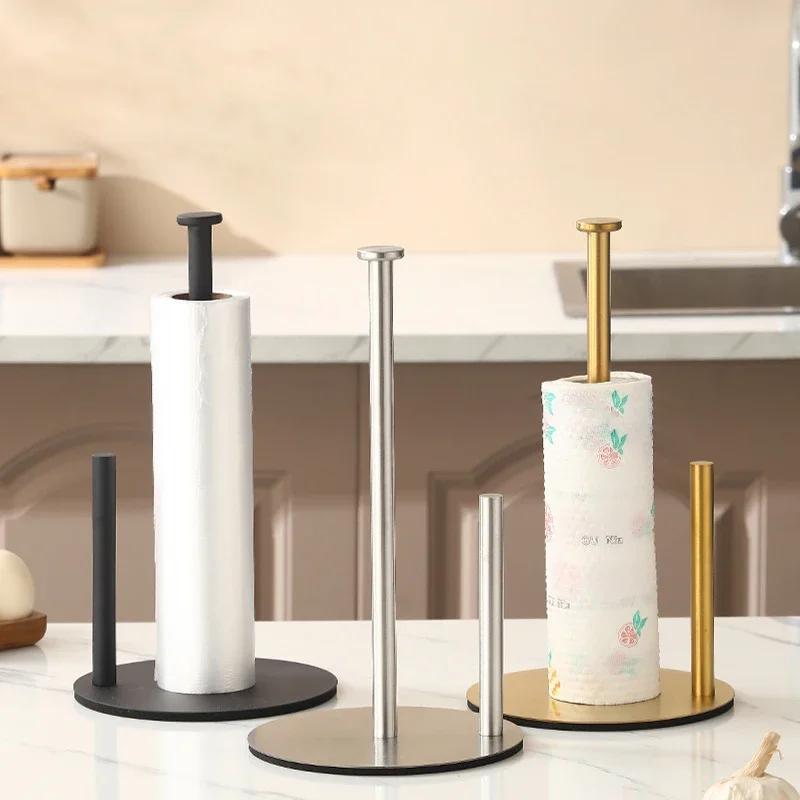 

Paper Towel Holder Countertop Kitchen Paper Towel Holder Stand Stainless Steel Paper Roll Dispenser Organizer with Weighted Base