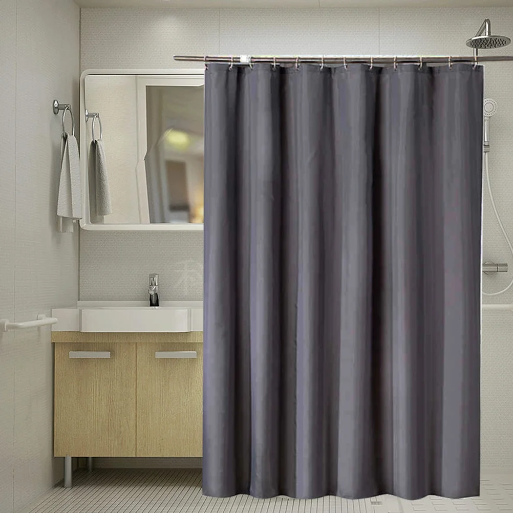

Shower Curtain Dark Grey Solid Color Thickened Polyester Waterproof Mildew Resistant Bath Curtain Home Bathroom Decoration