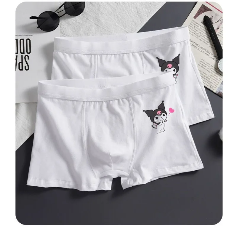 Kuromi Cute Cartoon Anime Cotton Underwear for Men White Boxers Sterile Soft Underpants Thin Panties U Convex Teenagers Lingerie