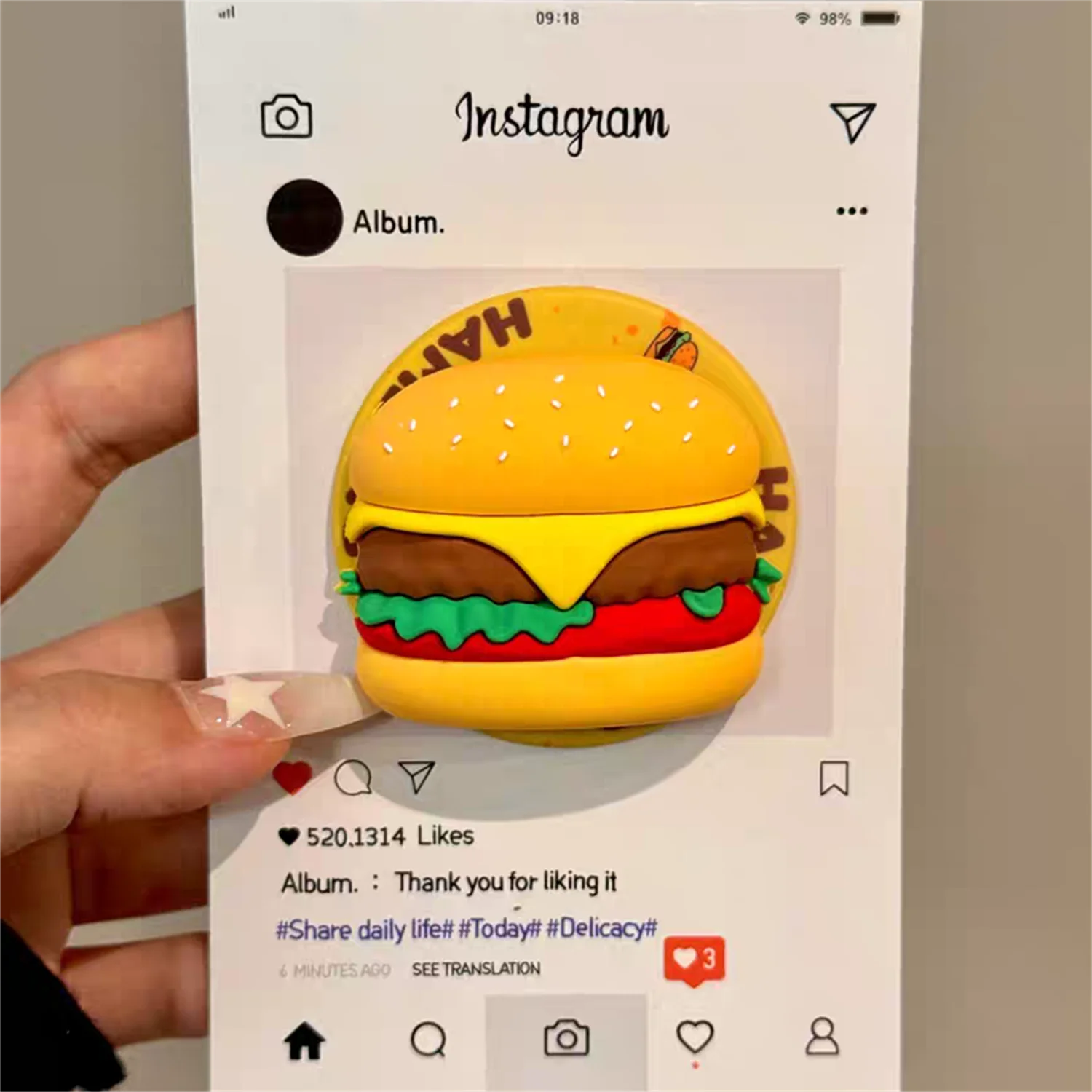 

Магнитная подставка для забавного бургеру из говядины для Magsafe Grip Tok Griptok, кронштейн, держатель для телефона, поддержка IPhone, Samsung, Pad Smart Tok
