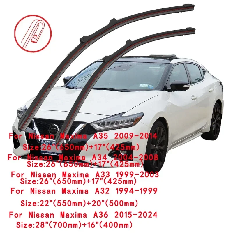 For Nissan Maxima A32 A33 A34 A35 A36 1994-2024 Car Windshield Wiper Blade Front Windscreen Brushes Washer Window Cleaning Parts