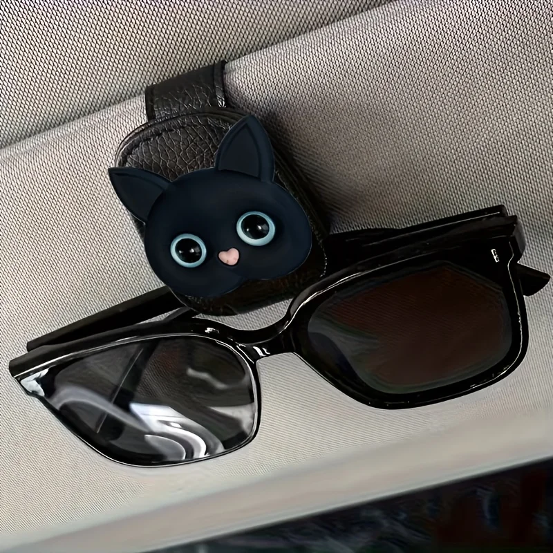 1 Piece of Cute 3D Cat Car Sun Visor Glasses Clip, Stylish Magnetic Holder for Sunglasses, Women's Car Interior Accessory, Car Decoration, Secure Magnetic Fixation, Fashionable Car Glasses Clip