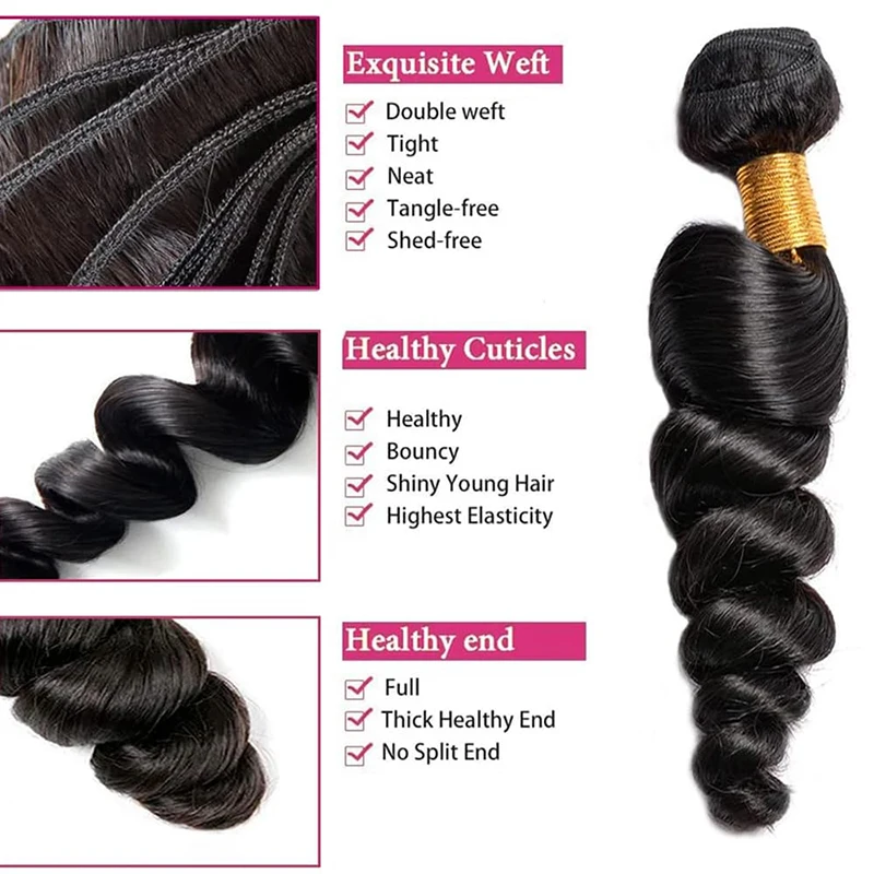 Loose Wave Bundles Human Hair 1/3/4 Bundles Unprocessed Brazilian Virgin Human Hair Water Wave Hair Extensions