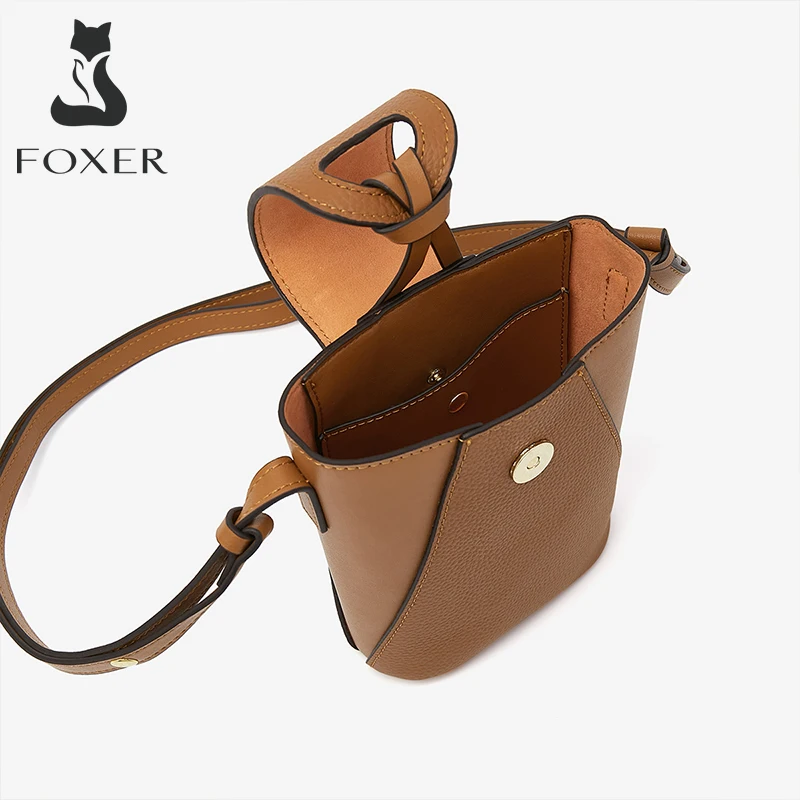 FOXER Mini Phone Bag Travel lightly For Girl Fashion Crossbody Bag High Quality Small Women Split Leather Shoulder CellPhone Bag