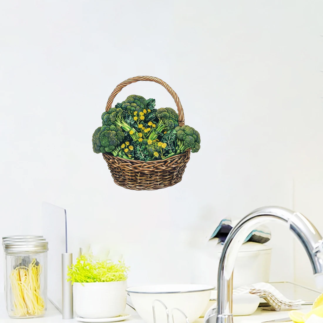Three Ratels CO113 Rural style broccoli fresh fruits and vegetables cartoon refrigerator sticker simple kitchen wall sticker